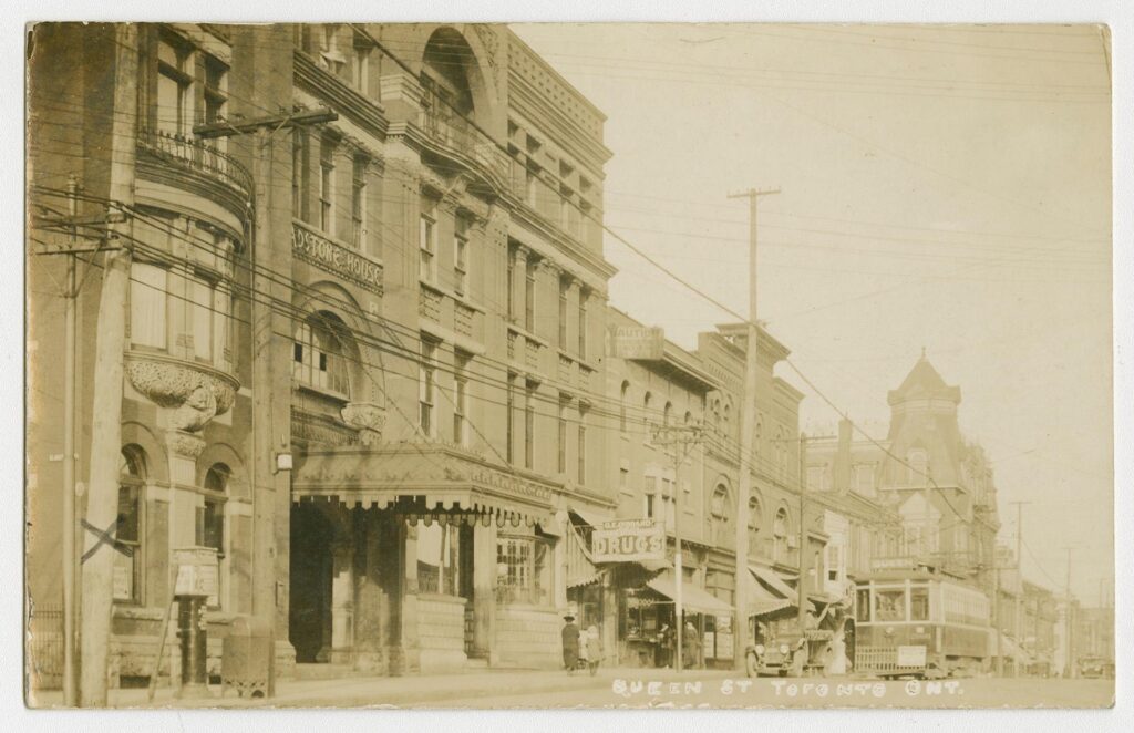 Gladstone House Toronto | Historic Gladstone House exterior with carriages and early street life | Homes Almanac