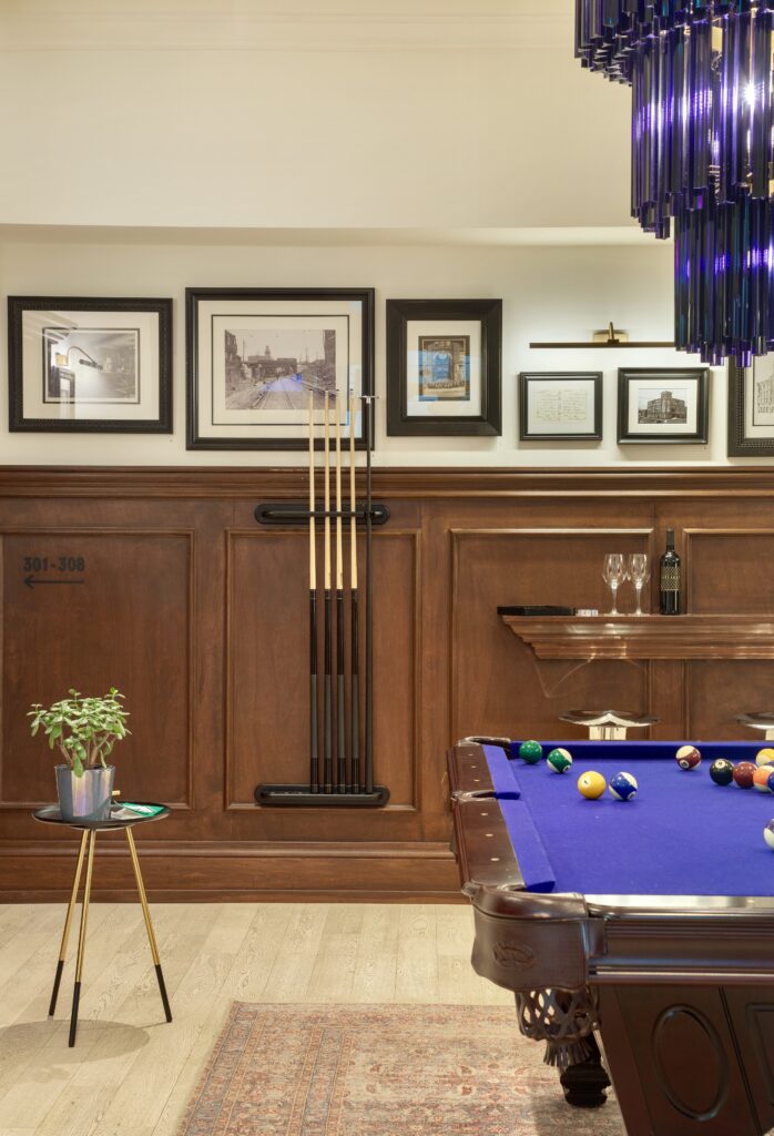 Gladstone House Toronto | Gladstone House third space with billiards and curated artwork | Homes Almanac