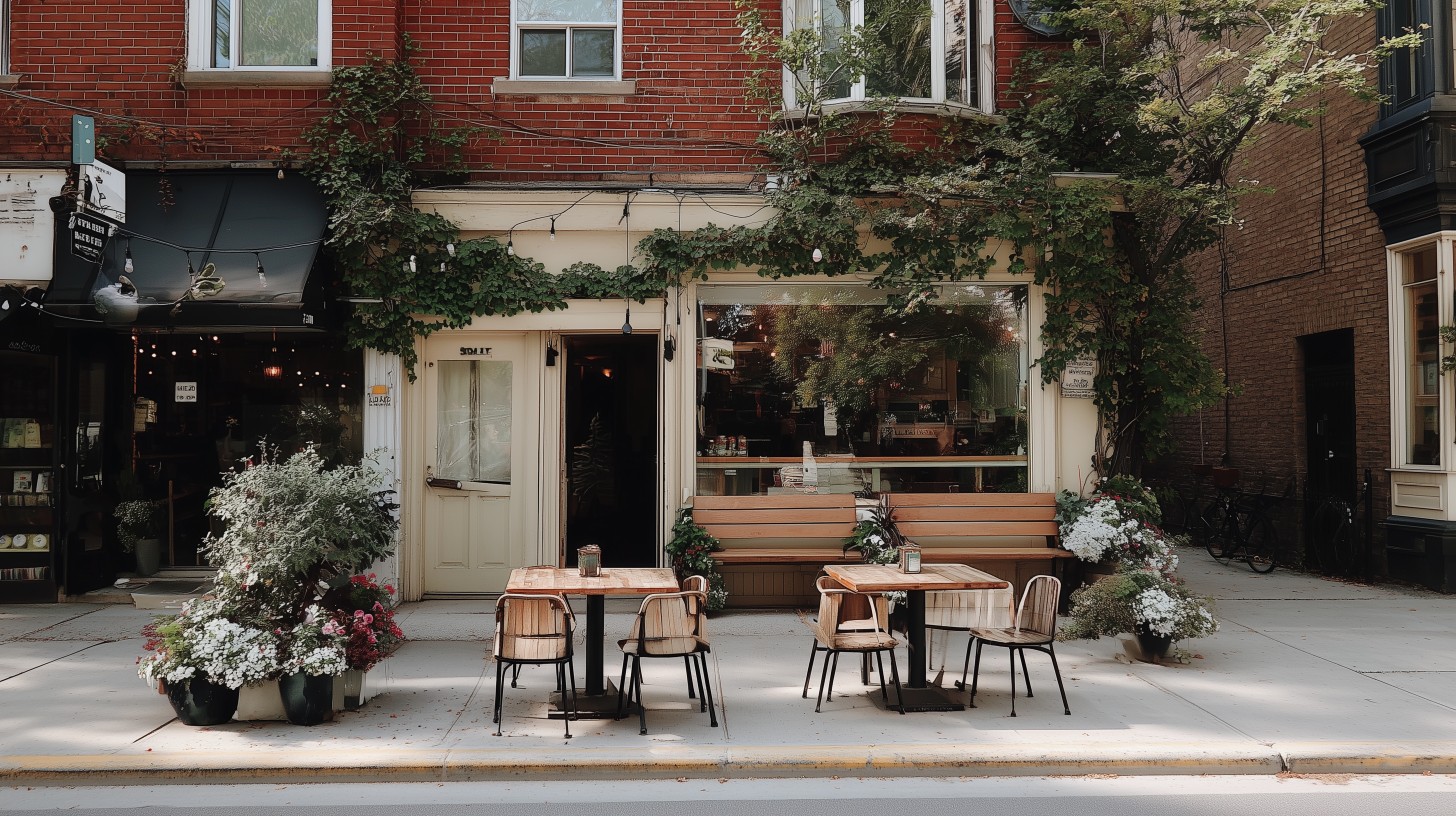 Third Places | Exterior of a boutique coffee shop with outdoor seating | Homes Almanac