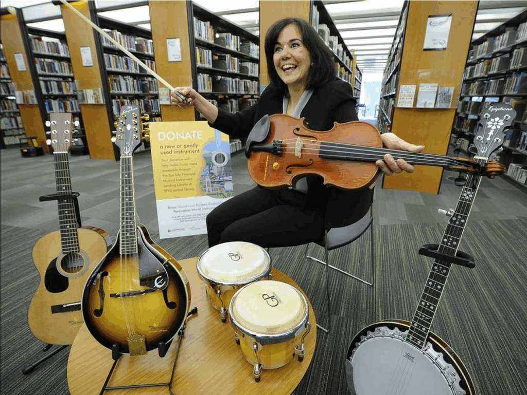 Vancouver Public Library Central Branch | Photo of instruments available to rent | Homes Almanac