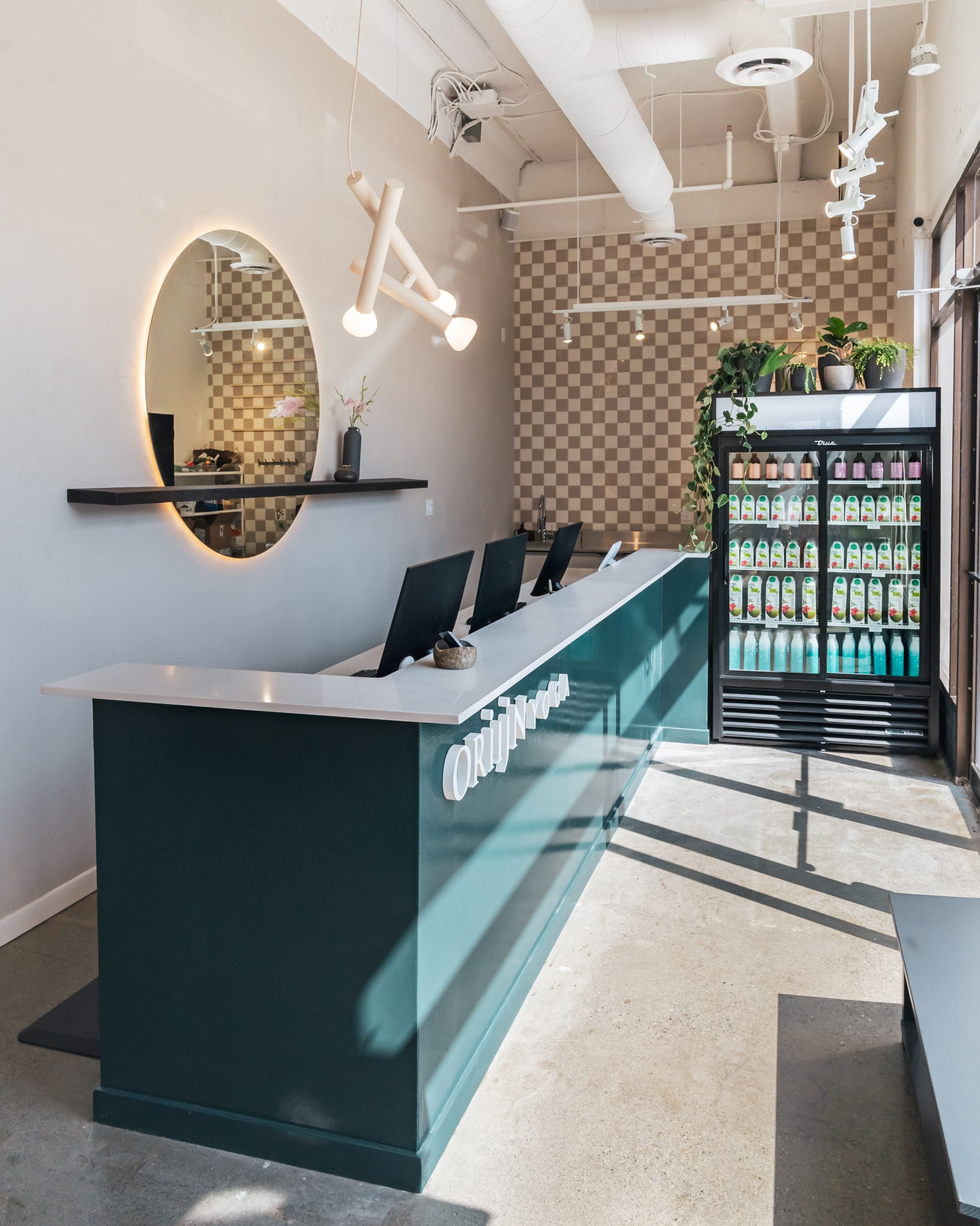 Orijin yoga studio in Collingwood | Reception area of yoga studio in natural lighting | Homes Almanac